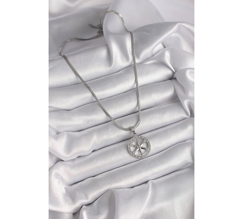 316L Çelik Gümüş Renk İtalyan Zincir Zirkon Taşlı Kutup Yıldız Model Kadın Kolye