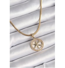 316L Çelik Gold Renk İtalyan Zincir Zirkon Taşlı Kutup Yıldız Model Kadın Kolye