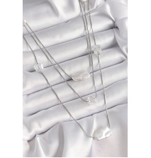 Pirinç Gümüş Renk Ezme İnci Model Çoklu Kadın Kolye