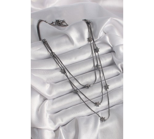 Pirinç Füme Renk 3'Lü Yıldız Model Kadın Kolye