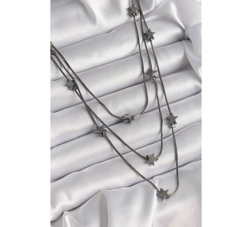 Pirinç Füme Renk 3'Lü Yıldız Model Kadın Kolye