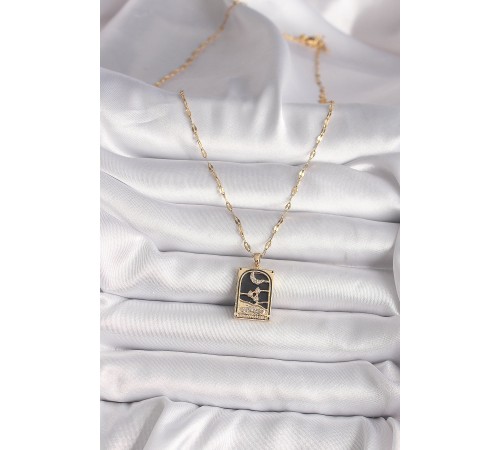 316L Çelik Gold Renk Zirkon Taşlı Ay Figürlü Tarot Model Kadın Kolye