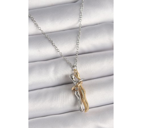 316L Çelik Gümüş Renk Zincir Sarılma Model Kadın Kolye