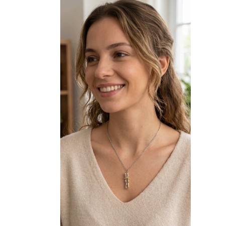 316L Çelik Gümüş Renk Zincir Sarılma Model Kadın Kolye