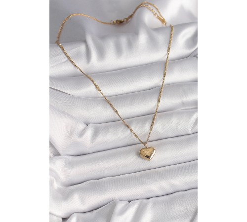 316L Çelik Gold Renk Zincir Love İşlemeli Kalp Figür Kadın Kolye