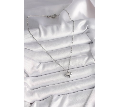 316L Çelik Gümüş Renk Zincir Love İşleme Kalp Figür Kadın Kolye