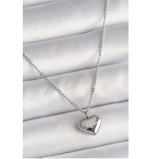 316L Çelik Gümüş Renk Zincir Love İşleme Kalp Figür Kadın Kolye