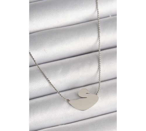 316L Çelik Gümüş Renk Zincir Kuğu Model Kadın Kolye