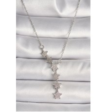 316L Çelik Gümüş Renk Zincir Zirkon Taşlı Yıldız Model Kadın Kolye