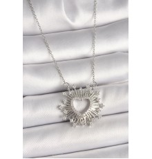 316L Çelik Gümüş Renk Zirkon Taşlı Kalp Model Kadın Kolye