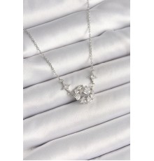 316L Çelik Gümüş Renk Zirkon Taşlı Hilal Kalp Model Kadın Kolye