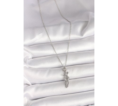 316L Çelik Gümüş Renk Zincir Sarılma Model Kadın Kolye