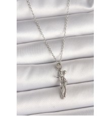 316L Çelik Gümüş Renk Zincir Sarılma Model Kadın Kolye