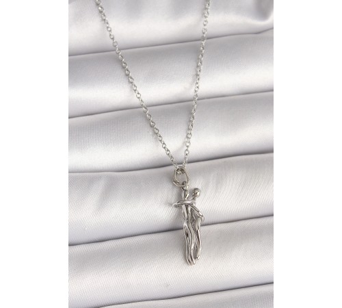 316L Çelik Gümüş Renk Zincir Sarılma Model Kadın Kolye