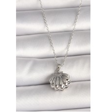 316L Çelik Gümüş Renk Zincir Açılır İncili Midye Model Kadın Kolye