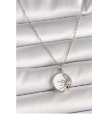 316L Çelik Gümüş Renk Zincir Beyaz Mineli Gün Batımı Model Kadın Kolye