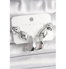 Gümüş Renk Kalp Halka Figür CCB Plastik Kadın Küpe Seti