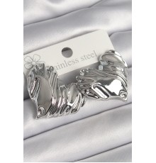 Pirinç Gümüş Renk İşlemeli Kalp Model Kadın Küpe