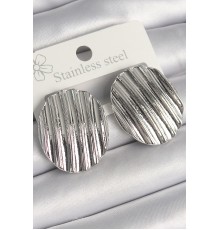 Pirinç Gümüş Renk Sallantı İşlemeli Daire Plaka Model Kadın Küpe