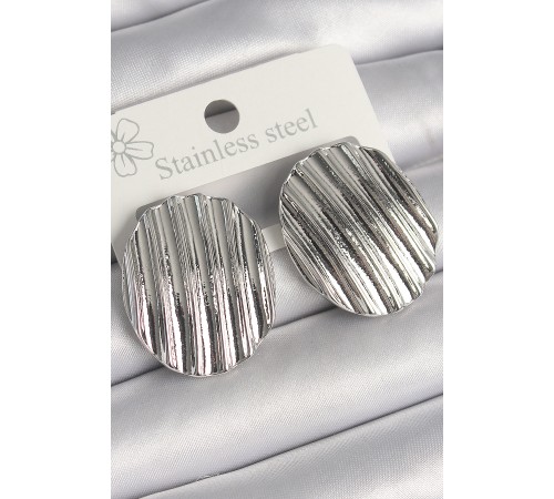 Pirinç Gümüş Renk Sallantı İşlemeli Daire Plaka Model Kadın Küpe