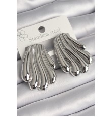 Pirinç Gümüş Renk İşlemeli İstiridye Model Kadın Küpe