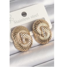 Pirinç Gold Renk Zirkon Taşlı Sarmal Model Kadın Küpe