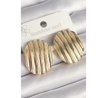 Pirinç Gold Renk İşlemeli Daire Plaka Model Kadın Küpe