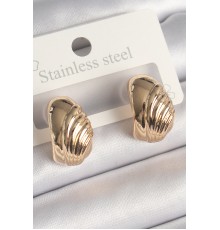 Pirinç Gold Renk İşleme Detaylı Yarım Halka Model Kadın Küpe