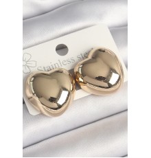 Pirinç Gold Renk Bombe Kalp Model Kadın Küpe