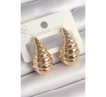 Pirinç Gold Renk İşlemeli Damla Model Kadın Küpe