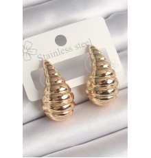 Pirinç Gold Renk İşlemeli Damla Model Kadın Küpe