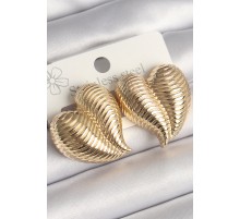 Pirinç Gold Renk İşlemeli Bomba Kalp Model Kadın Küpe