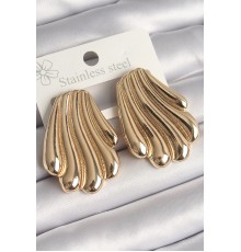 Pirinç Gold Renk İşlemeli İstirdye Model Kadın Küpe