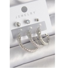 Pirinç Gold Renk Zirkon Taş Detaylı Halka Yılan Model Kadın Küpe Seti