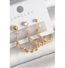 Pirinç Gold Renk Sarmal Yılan Halka Model Zirkon Taşlı Topçuk Detay Kadın Küpe Seti