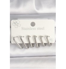 316L Çelik Gümüş Renk Üçgen Model Kadın Küpe Seti