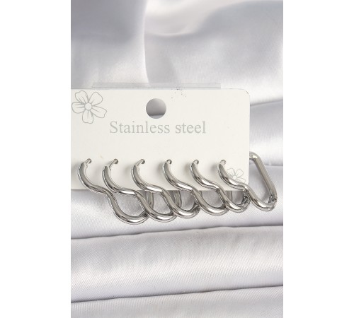 316L Çelik Gümüş Renk Kalp Model Kadın Küpe Seti