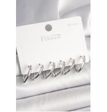 925 Ayar Gümüş Çivi Pirinç Gümüş Renk Üçgen Model Kadın Küpe Seti