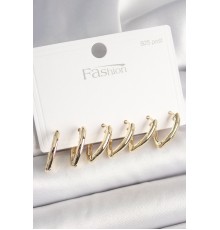 925 Ayar Gümüş Çivi Pirinç Gold Renk Üçgen Model Kadın Küpe Seti