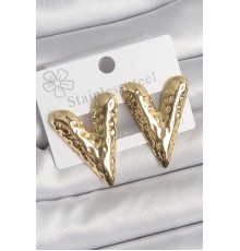 316 Çelik Gold Renk İşlemeli Kalp Model Kadın Küpe