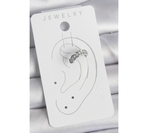 Pirinç Gümüş Renk Zirkon Taşlı Kıkırdak Model Kadın Küpe