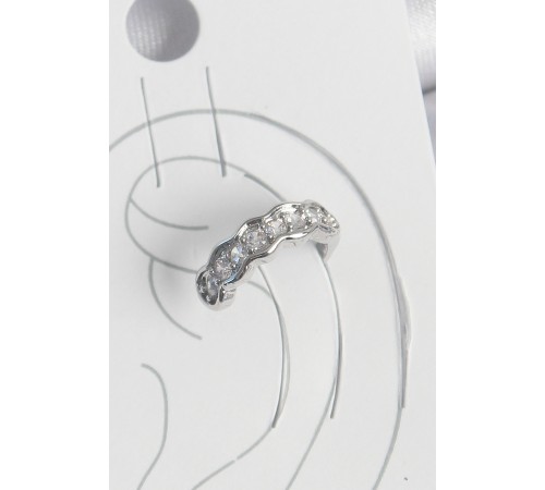 Pirinç Gümüş Renk Zirkon Taşlı Kıkırdak Model Kadın Küpe