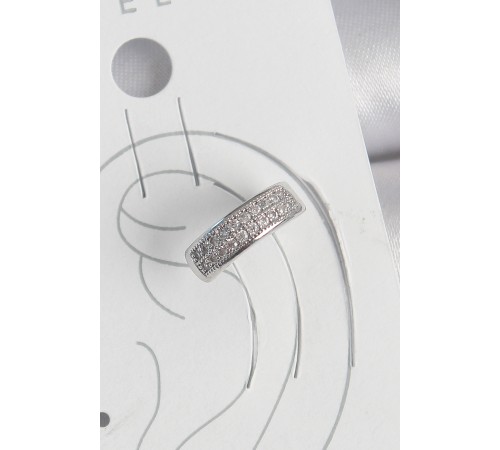 Pirinç Gümüş Renk Zirkon Taşlı Kıkırdak Model Kadın Küpe