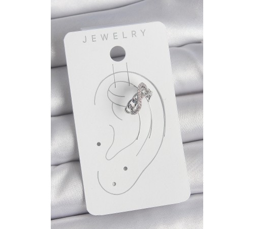 Pirinç Gümüş Renk Zirkon Taşlı Zincir Sonsuzluk Model Kadın Kıkırdak Küpe