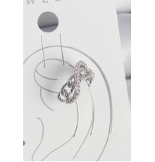 Pirinç Gümüş Renk Zirkon Taşlı Zincir Sonsuzluk Model Kadın Kıkırdak Küpe