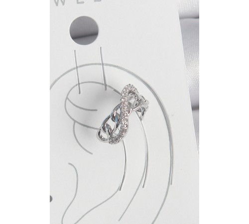 Pirinç Gümüş Renk Zirkon Taşlı Zincir Sonsuzluk Model Kadın Kıkırdak Küpe