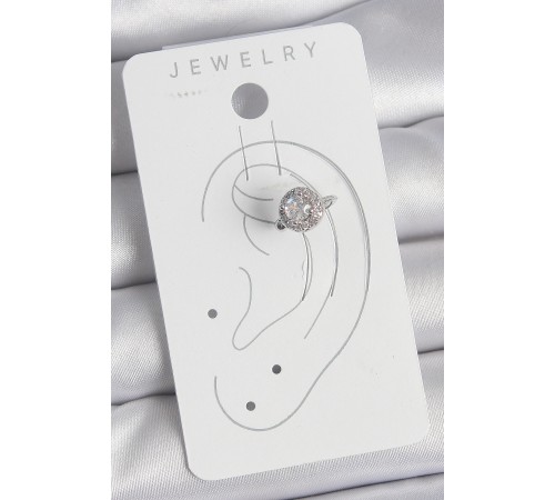 Pirinç Gümüş Renk Zirkon Taşlı Kadın Kıkırdak Model Küpe