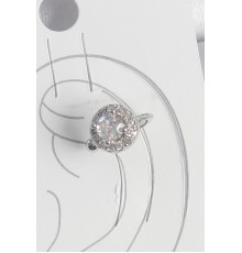 Pirinç Gümüş Renk Zirkon Taşlı Kadın Kıkırdak Model Küpe