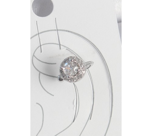 Pirinç Gümüş Renk Zirkon Taşlı Kadın Kıkırdak Model Küpe