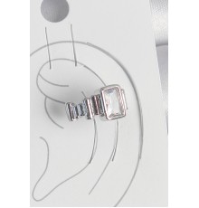 Pirinç Gümüş Renk Kare Zirkon Taşlı Kadın Kıkırdak Model Küpe